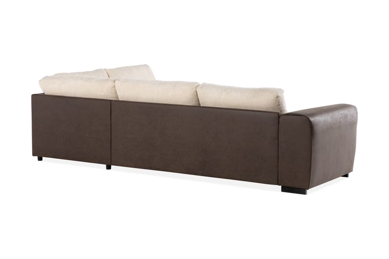 Cuba 4-sits Högervänd L-formad Schäslongsoffa i Manchester/Konstläder - Brun / Beige - Möbler - Soffa - Divansoffa & schäslongsoffa - 4 sits soffa med divan