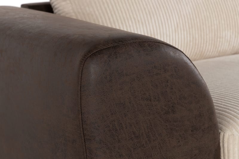 Cuba 4-sits Högervänd L-formad Schäslongsoffa i Manchester/Konstläder - Brun / Beige - Möbler - Soffa - Divansoffa & schäslongsoffa - 4 sits soffa med divan