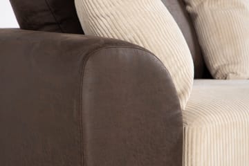 Cuba 4-sits Högervänd L-formad Schäslongsoffa i Manchester/Konstläder inkl Kuvertkuddar - Brun / Beige - Möbler - Soffa - Divansoffa & schäslongsoffa - 4 sits soffa med divan