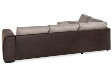 Cuba 4-sits Vänstervänd L-formad Schäslongsoffa i Konstläder/Tyg - Brun / Beige - Möbler - Soffa - Divansoffa & schäslongsoffa - 4 sits soffa med divan