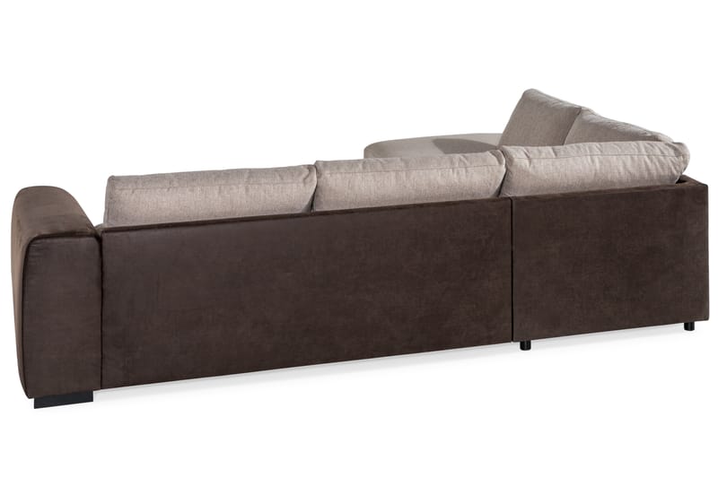 Cuba 4-sits Vänstervänd L-formad Schäslongsoffa i Konstläder/Tyg - Brun / Beige - Möbler - Soffa - Divansoffa & schäslongsoffa - 4 sits soffa med divan