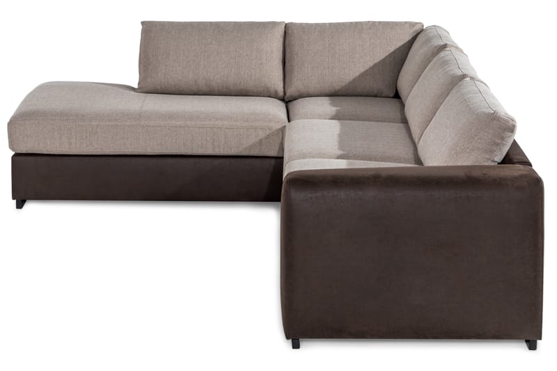 Cuba 4-sits Vänstervänd L-formad Schäslongsoffa i Konstläder/Tyg - Brun / Beige - Möbler - Soffa - Divansoffa & schäslongsoffa - 4 sits soffa med divan