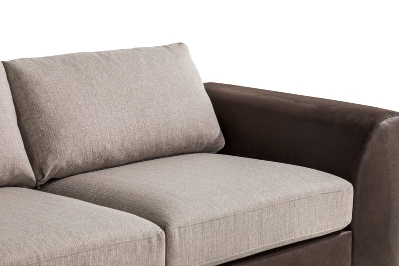 Cuba 4-sits Vänstervänd L-formad Schäslongsoffa i Konstläder/Tyg - Brun / Beige - Möbler - Soffa - Divansoffa & schäslongsoffa - 4 sits soffa med divan