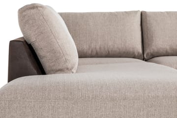 Cuba 4-sits Vänstervänd L-formad Schäslongsoffa i Konstläder/Tyg - Brun / Beige - Möbler - Soffa - Divansoffa & schäslongsoffa - 4 sits soffa med divan