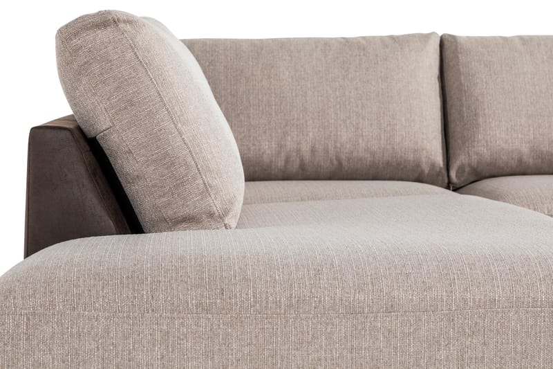 Cuba 4-sits Vänstervänd L-formad Schäslongsoffa i Konstläder/Tyg - Brun / Beige - Möbler - Soffa - Divansoffa & schäslongsoffa - 4 sits soffa med divan