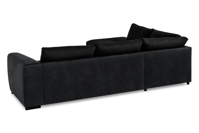 Cuba 4-sits Vänstervänd L-formad Schäslongsoffa i Konstläder/Tyg - Grå / Svart - Möbler - Soffa - Divansoffa & schäslongsoffa - 4 sits soffa med divan