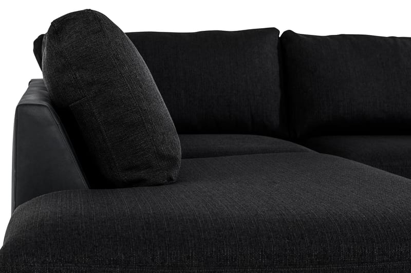 Cuba 4-sits Vänstervänd L-formad Schäslongsoffa i Konstläder/Tyg - Grå / Svart - Möbler - Soffa - Divansoffa & schäslongsoffa - 4 sits soffa med divan