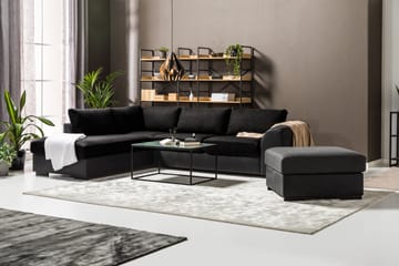 Cuba 4-sits Vänstervänd L-formad Schäslongsoffa i Konstläder/Tyg - Grå / Svart - Möbler - Soffa - Divansoffa & schäslongsoffa - 4 sits soffa med divan