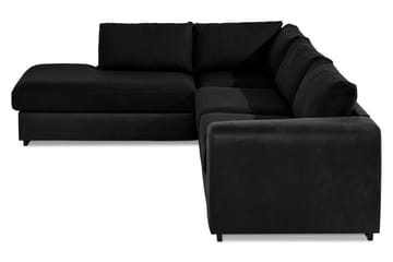 Cuba 4-sits Vänstervänd L-formad Schäslongsoffa i Konstläder/Tyg - Grå / Svart - Möbler - Soffa - Divansoffa & schäslongsoffa - 4 sits soffa med divan