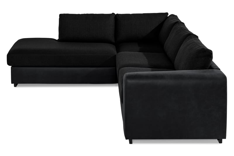 Cuba 4-sits Vänstervänd L-formad Schäslongsoffa i Konstläder/Tyg - Grå / Svart - Möbler - Soffa - Divansoffa & schäslongsoffa - 4 sits soffa med divan