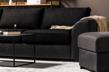 Cuba 4-sits Vänstervänd L-formad Schäslongsoffa i Konstläder/Tyg - Grå / Svart - Möbler - Soffa - Divansoffa & schäslongsoffa - 4 sits soffa med divan