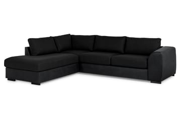 Cuba 4-sits Vänstervänd L-formad Schäslongsoffa i Konstläder/Tyg - Grå / Svart - Möbler - Soffa - Divansoffa & schäslongsoffa - 4 sits soffa med divan