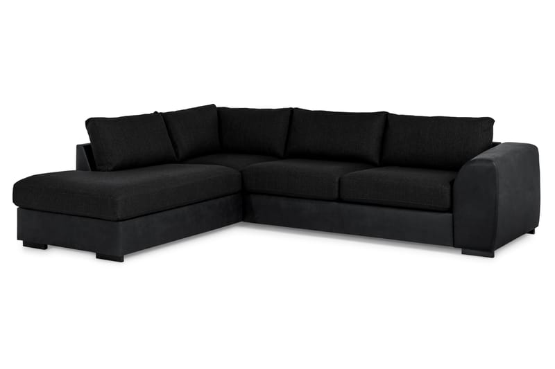 Cuba 4-sits Vänstervänd L-formad Schäslongsoffa i Konstläder/Tyg - Grå / Svart - Möbler - Soffa - Divansoffa & schäslongsoffa - 4 sits soffa med divan