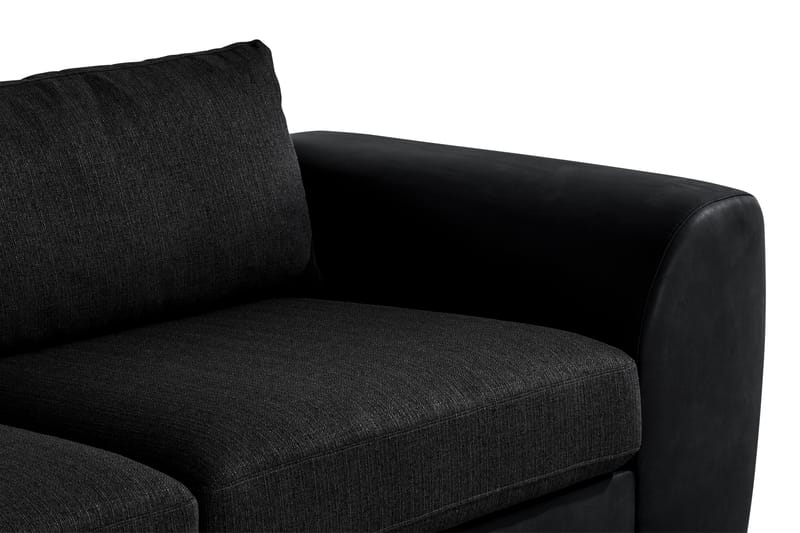 Cuba 4-sits Vänstervänd L-formad Schäslongsoffa i Konstläder/Tyg - Grå / Svart - Möbler - Soffa - Divansoffa & schäslongsoffa - 4 sits soffa med divan