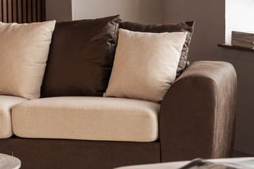 Cuba 4-sits Vänstervänd L-formad Schäslongsoffa i Konstläder/Tyg inkl Kuvertkuddar - Brun / Beige - Möbler - Soffa - Divansoffa & schäslongsoffa - 4 sits soffa med divan