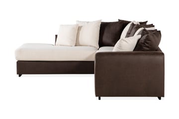 Cuba 4-sits Vänstervänd L-formad Schäslongsoffa i Konstläder/Tyg inkl Kuvertkuddar - Brun / Beige - Möbler - Soffa - Divansoffa & schäslongsoffa - 4 sits soffa med divan
