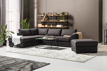 Cuba 4-sits Vänstervänd L-formad Schäslongsoffa i Konstläder/Tyg - Svart / Grå - Möbler - Soffa - Divansoffa & schäslongsoffa - 4 sits soffa med divan