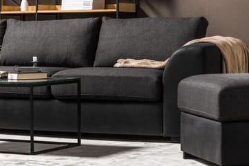 Cuba 4-sits Vänstervänd L-formad Schäslongsoffa i Konstläder/Tyg - Svart / Grå - Möbler - Soffa - Divansoffa & schäslongsoffa - 4 sits soffa med divan