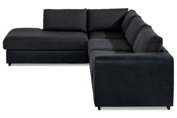 Cuba 4-sits Vänstervänd L-formad Schäslongsoffa i Konstläder/Tyg - Svart / Grå - Möbler - Soffa - Divansoffa & schäslongsoffa - 4 sits soffa med divan