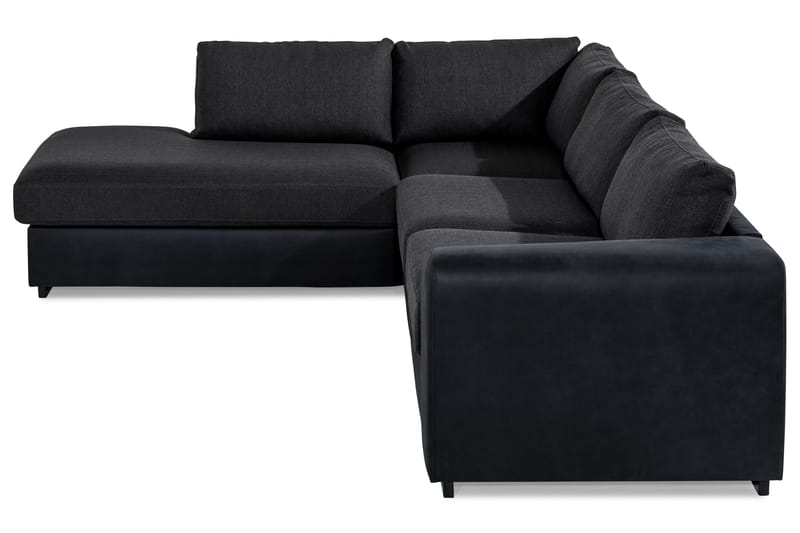 Cuba 4-sits Vänstervänd L-formad Schäslongsoffa i Konstläder/Tyg - Svart / Grå - Möbler - Soffa - Divansoffa & schäslongsoffa - 4 sits soffa med divan