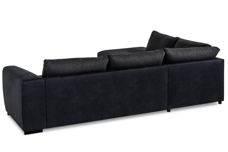 Cuba 4-sits Vänstervänd L-formad Schäslongsoffa i Konstläder/Tyg - Svart / Grå - Möbler - Soffa - Divansoffa & schäslongsoffa - 4 sits soffa med divan