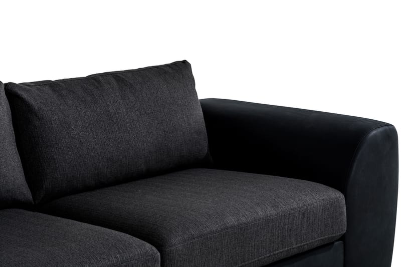Cuba 4-sits Vänstervänd L-formad Schäslongsoffa i Konstläder/Tyg - Svart / Grå - Möbler - Soffa - Divansoffa & schäslongsoffa - 4 sits soffa med divan