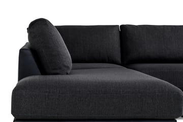 Cuba 4-sits Vänstervänd L-formad Schäslongsoffa i Konstläder/Tyg - Svart / Grå - Möbler - Soffa - Divansoffa & schäslongsoffa - 4 sits soffa med divan