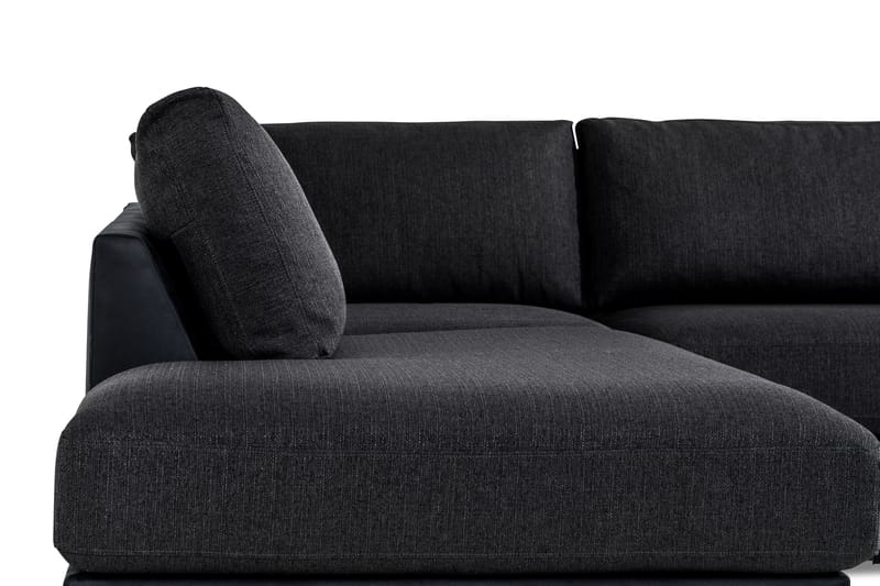 Cuba 4-sits Vänstervänd L-formad Schäslongsoffa i Konstläder/Tyg - Svart / Grå - Möbler - Soffa - Divansoffa & schäslongsoffa - 4 sits soffa med divan