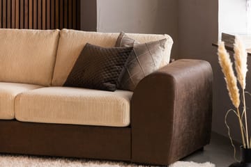 Cuba 4-sits Vänstervänd L-formad Schäslongsoffa i Manchester/Konstläder - Brun / Beige - Möbler - Soffa - Divansoffa & schäslongsoffa - 4 sits soffa med divan