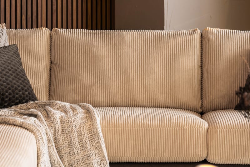 Cuba 4-sits Vänstervänd L-formad Schäslongsoffa i Manchester/Konstläder - Brun / Beige - Möbler - Soffa - Divansoffa & schäslongsoffa - 4 sits soffa med divan