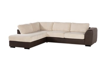 Cuba 4-sits Vänstervänd L-formad Schäslongsoffa i Manchester/Konstläder - Brun / Beige - Möbler - Soffa - Divansoffa & schäslongsoffa - 4 sits soffa med divan