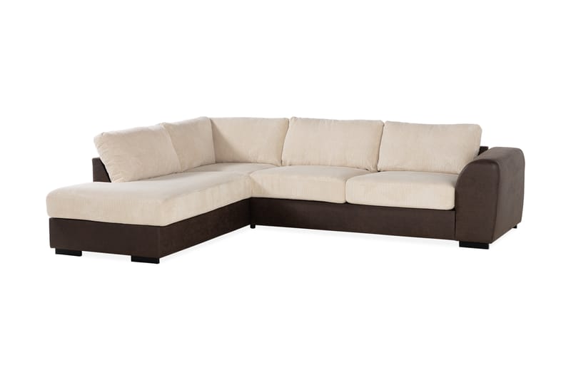 Cuba 4-sits Vänstervänd L-formad Schäslongsoffa i Manchester/Konstläder - Brun / Beige - Möbler - Soffa - Divansoffa & schäslongsoffa - 4 sits soffa med divan