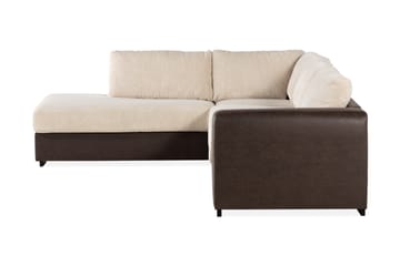 Cuba 4-sits Vänstervänd L-formad Schäslongsoffa i Manchester/Konstläder - Brun / Beige - Möbler - Soffa - Divansoffa & schäslongsoffa - 4 sits soffa med divan