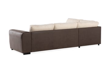 Cuba 4-sits Vänstervänd L-formad Schäslongsoffa i Manchester/Konstläder - Brun / Beige - Möbler - Soffa - Divansoffa & schäslongsoffa - 4 sits soffa med divan