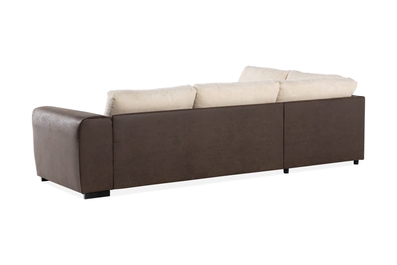 Cuba 4-sits Vänstervänd L-formad Schäslongsoffa i Manchester/Konstläder - Brun / Beige - Möbler - Soffa - Divansoffa & schäslongsoffa - 4 sits soffa med divan