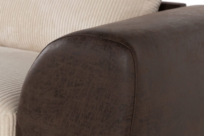 Cuba 4-sits Vänstervänd L-formad Schäslongsoffa i Manchester/Konstläder - Brun / Beige - Möbler - Soffa - Divansoffa & schäslongsoffa - 4 sits soffa med divan