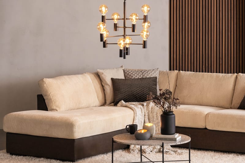 Cuba 4-sits Vänstervänd L-formad Schäslongsoffa i Manchester/Konstläder - Brun / Beige - Möbler - Soffa - Divansoffa & schäslongsoffa - 4 sits soffa med divan