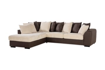 Cuba 4-sits Vänstervänd L-formad Schäslongsoffa i Manchester/Konstläder inkl Kuvertkuddar - Brun / Beige - Möbler - Soffa - Divansoffa & schäslongsoffa - 4 sits soffa med divan