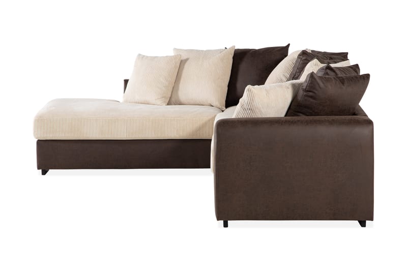 Cuba 4-sits Vänstervänd L-formad Schäslongsoffa i Manchester/Konstläder inkl Kuvertkuddar - Brun / Beige - Möbler - Soffa - Divansoffa & schäslongsoffa - 4 sits soffa med divan