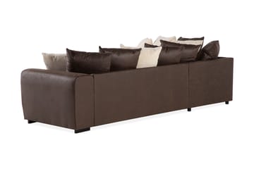 Cuba 4-sits Vänstervänd L-formad Schäslongsoffa i Manchester/Konstläder inkl Kuvertkuddar - Brun / Beige - Möbler - Soffa - Divansoffa & schäslongsoffa - 4 sits soffa med divan