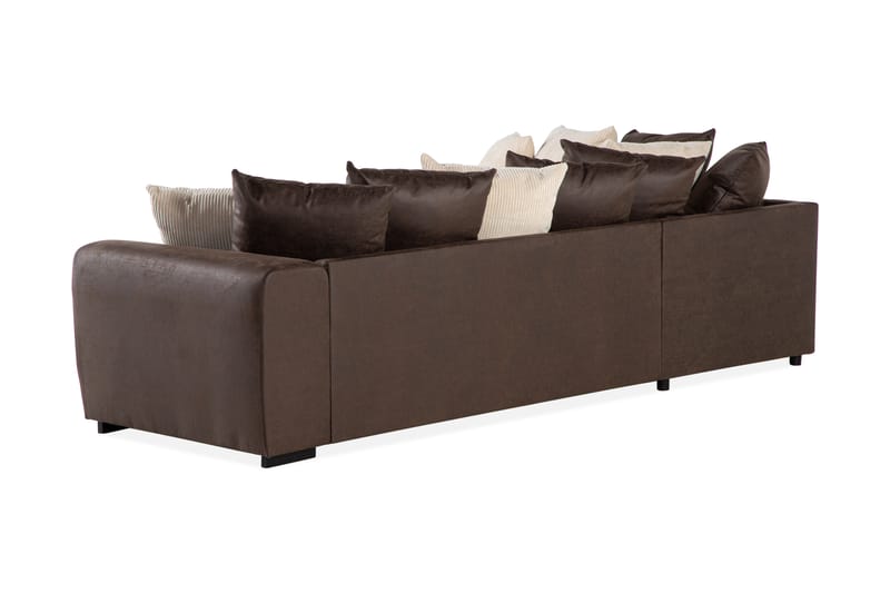 Cuba 4-sits Vänstervänd L-formad Schäslongsoffa i Manchester/Konstläder inkl Kuvertkuddar - Brun / Beige - Möbler - Soffa - Divansoffa & schäslongsoffa - 4 sits soffa med divan