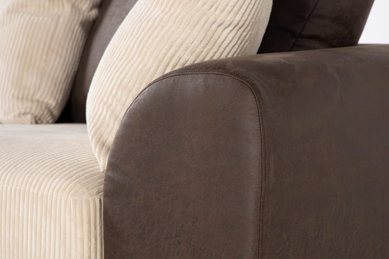 Cuba 4-sits Vänstervänd L-formad Schäslongsoffa i Manchester/Konstläder inkl Kuvertkuddar - Brun / Beige - Möbler - Soffa - Divansoffa & schäslongsoffa - 4 sits soffa med divan