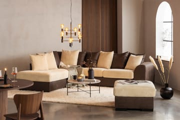 Cuba 4-sits Vänstervänd L-formad Schäslongsoffa i Manchester/Konstläder inkl Kuvertkuddar - Brun / Beige - Möbler - Soffa - Divansoffa & schäslongsoffa - 4 sits soffa med divan