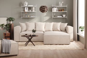 Cubo 4-sits L-formad Djup Modulsoffa med Divan i Manchester - Beige - Möbler - Soffa - Divansoffa & schäslongsoffa