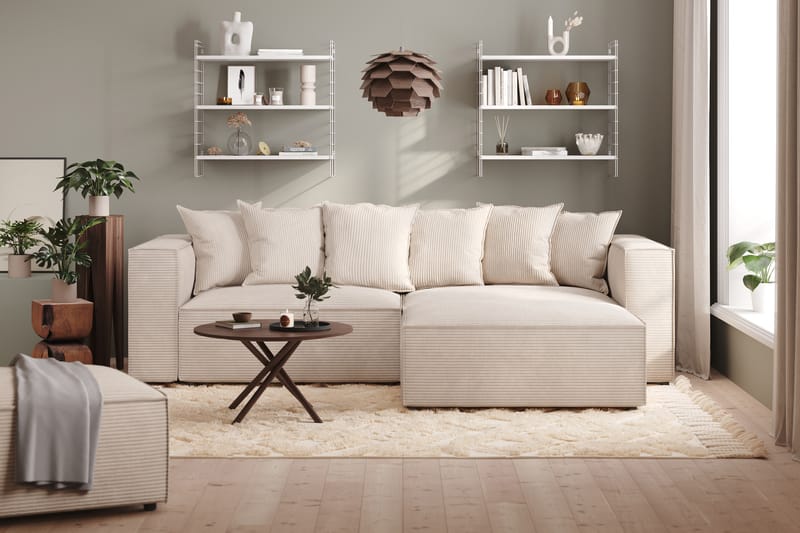 Cubo 4-sits L-formad Djup Modulsoffa med Divan i Manchester - Beige - Möbler - Soffa - Divansoffa & schäslongsoffa