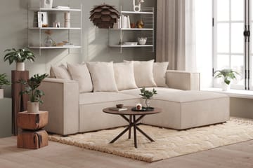 Cubo 4-sits L-formad Djup Modulsoffa med Divan i Manchester - Beige - Möbler - Soffa - Divansoffa & schäslongsoffa