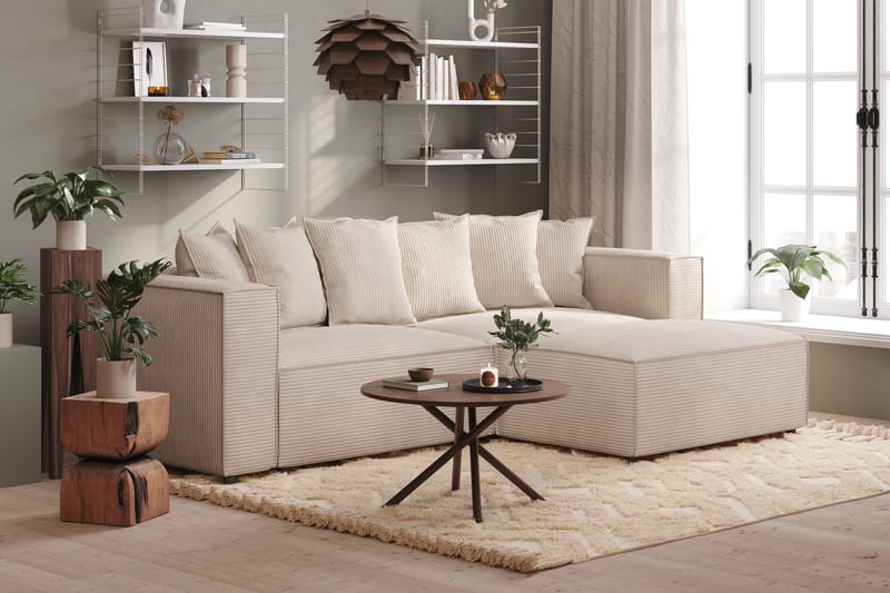 Cubo 4-sits L-formad Djup Modulsoffa med Divan i Manchester - Beige - Möbler - Soffa - Divansoffa & schäslongsoffa
