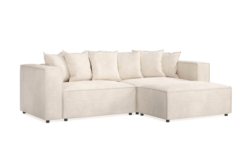 Cubo 4-sits L-formad Djup Modulsoffa med Divan i Manchester - Beige - Möbler - Soffa - Divansoffa & schäslongsoffa
