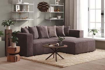 Cubo 4-sits L-formad Djup Modulsoffa med Divan i Sammet - Mörkgrå - Möbler - Soffa - Divansoffa & schäslongsoffa