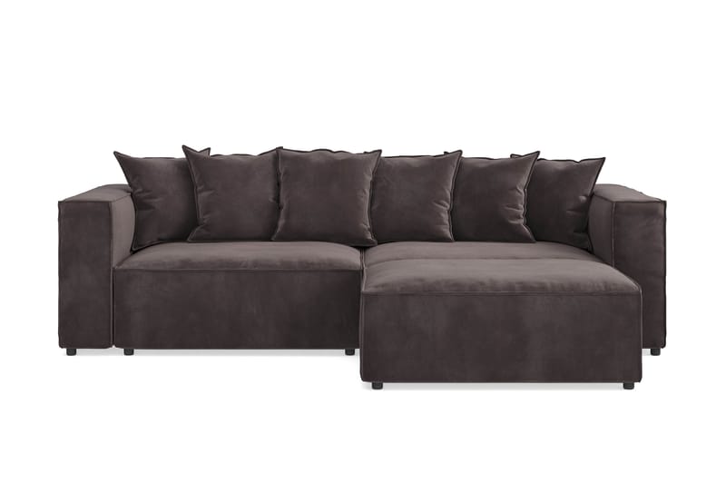 Cubo 4-sits L-formad Djup Modulsoffa med Divan i Sammet - Mörkgrå - Möbler - Soffa - Divansoffa & schäslongsoffa